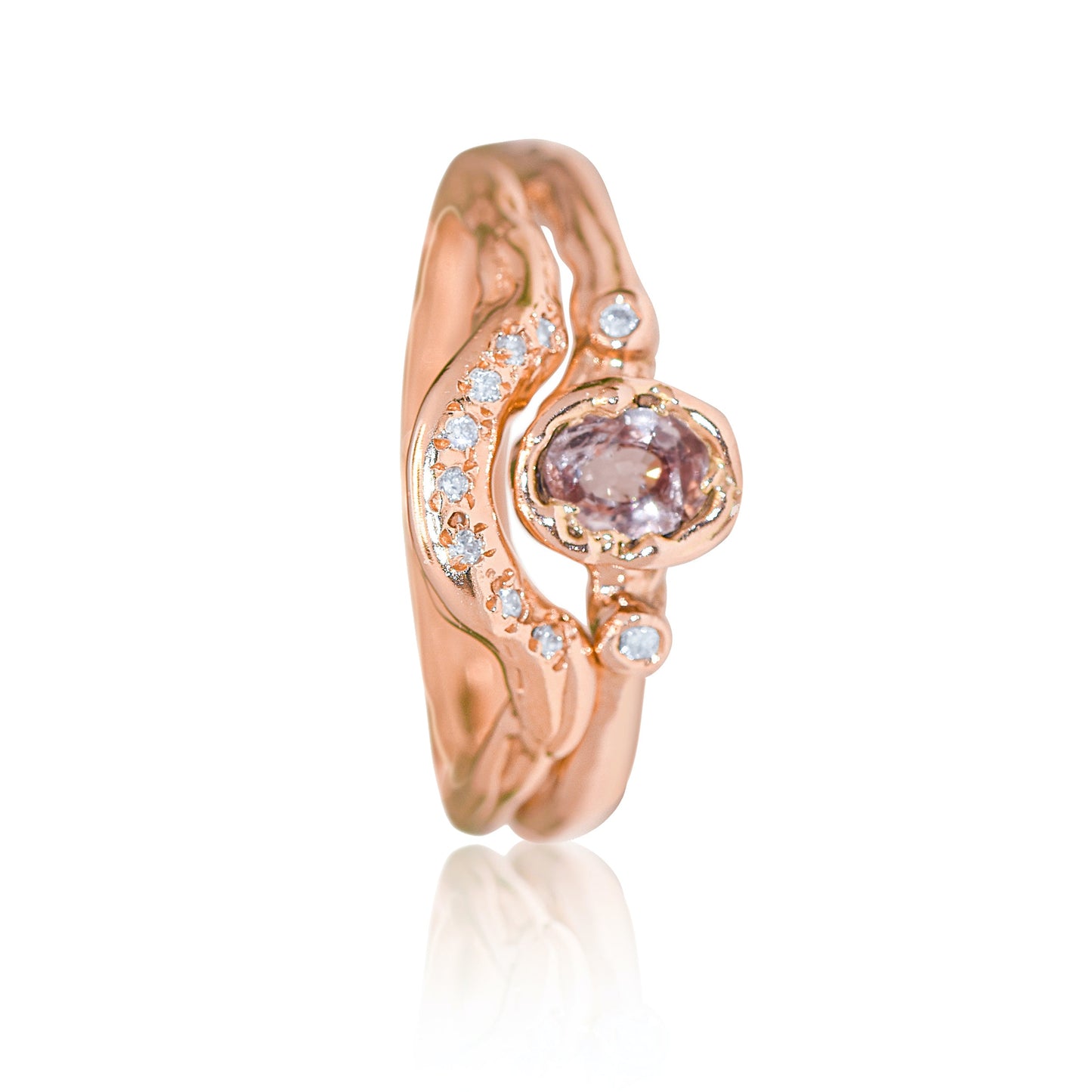 9ct Rose Gold Wedding Ring with Diamonds