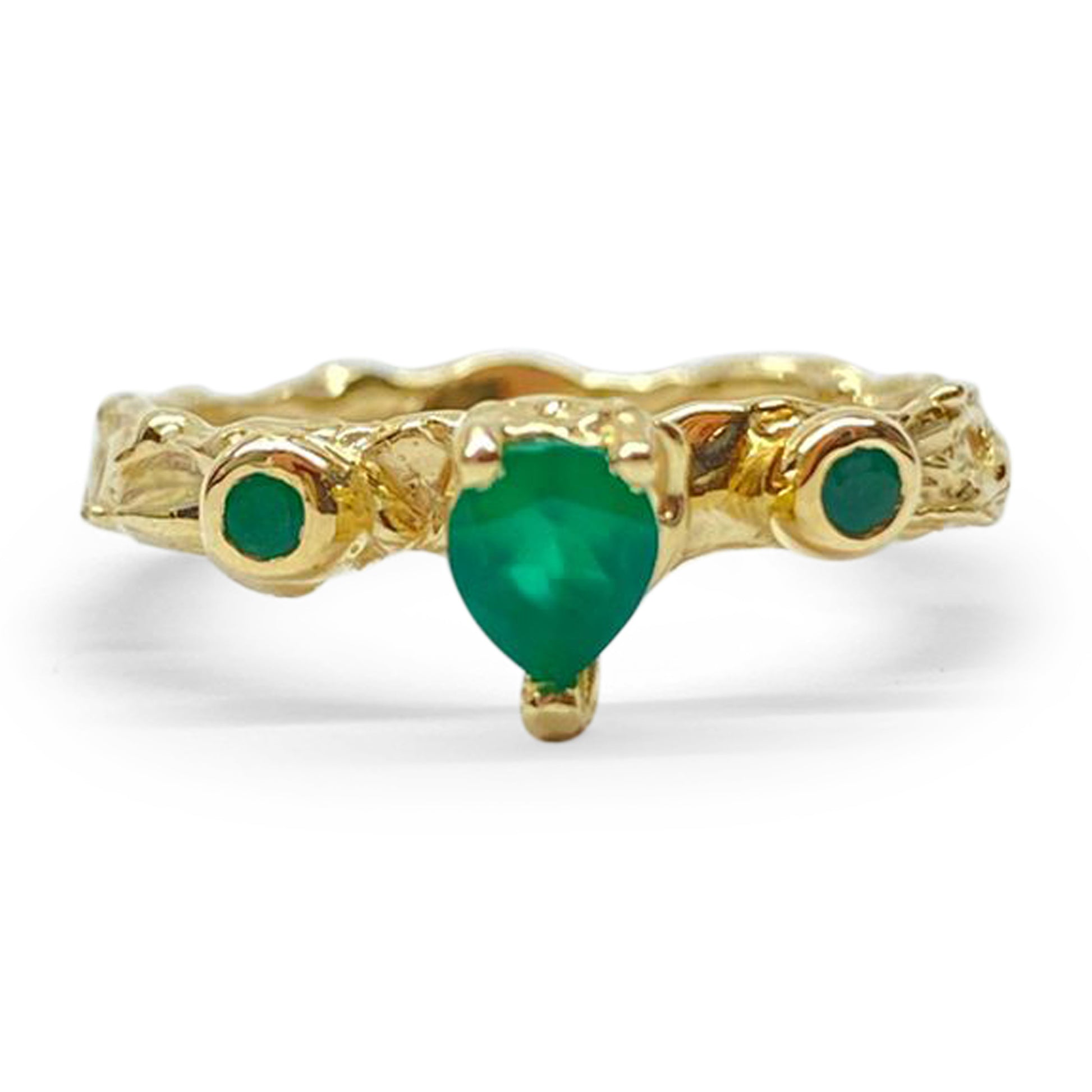 Mireia, 18 carat yellow gold Fairmined set with emeralds and green onix - LaParra Jewels-bespoke and one of a kind fine jewellery-london