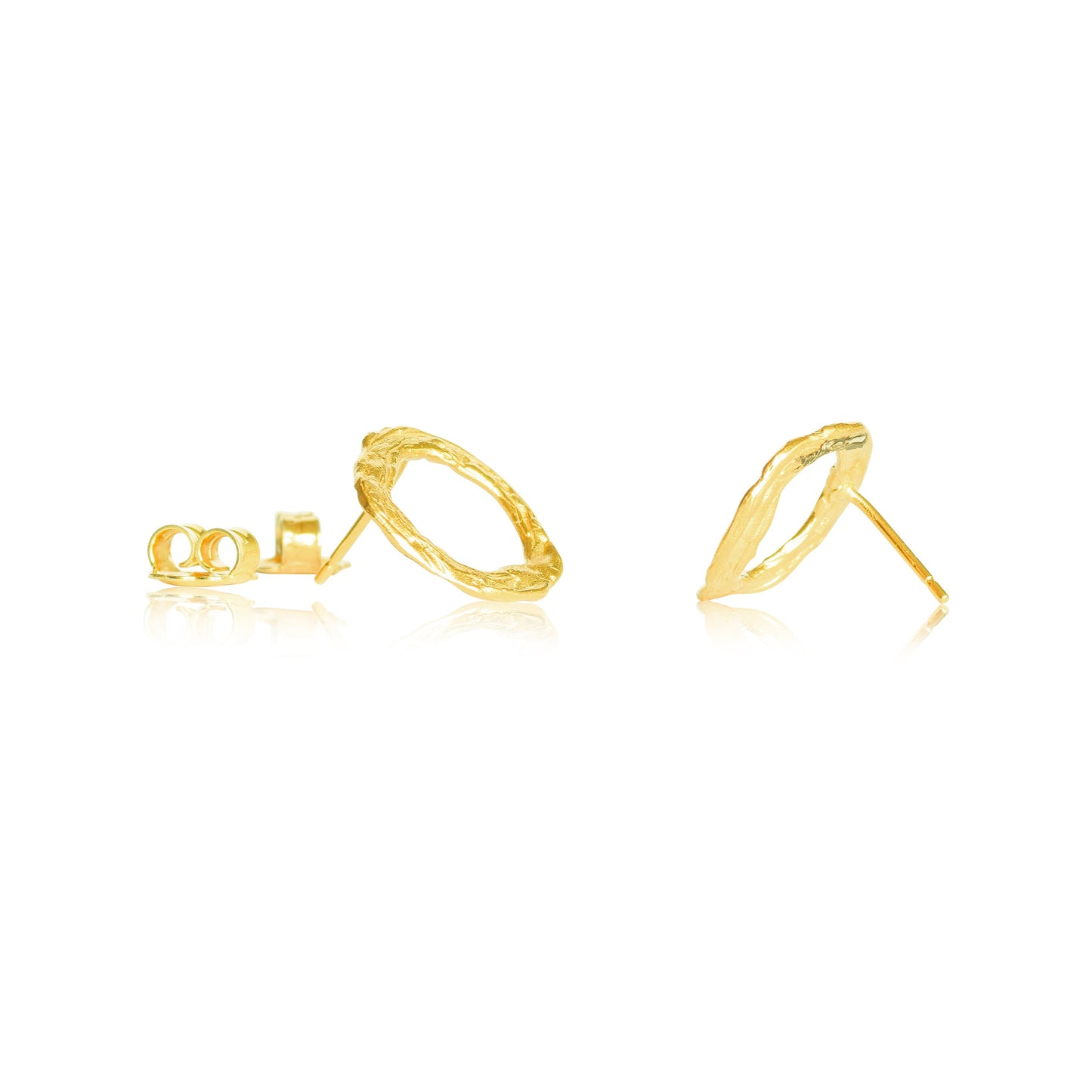 18 Carat Yellow Gold Circle Stud Earrings