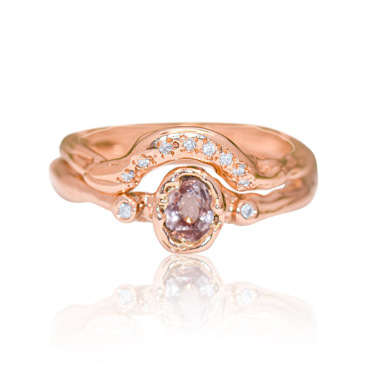 9ct Rose Gold Engagement Ring with Pink Sapphire and Diamonds