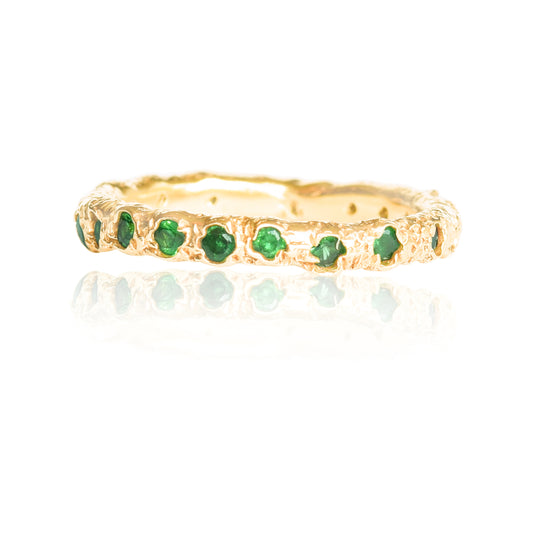  9 Carat yellow gold, Eternity ring set with natural green tsavorites. - LaParra Jewels-bespoke and one of a kind fine jewellery handcraft in london