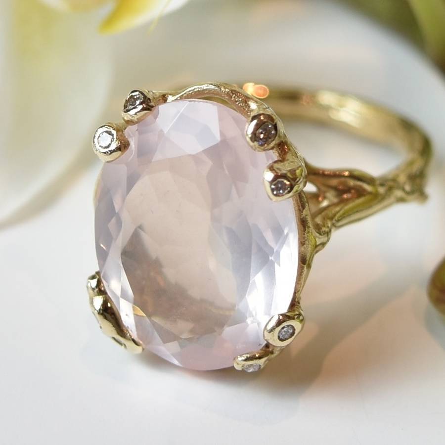 Rose Quartz and diamonds ring