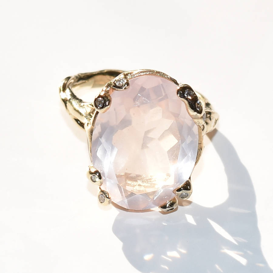 Rose Quartz and diamonds ring