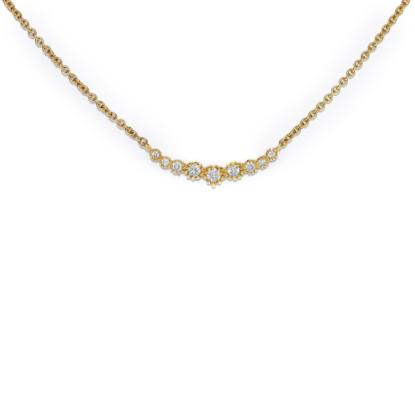 Ana - 18 Carat Yellow Gold Chain Necklace, set with White Diamonds - LaParra Jewels-bespoke and one of a kind fine jewellery-london