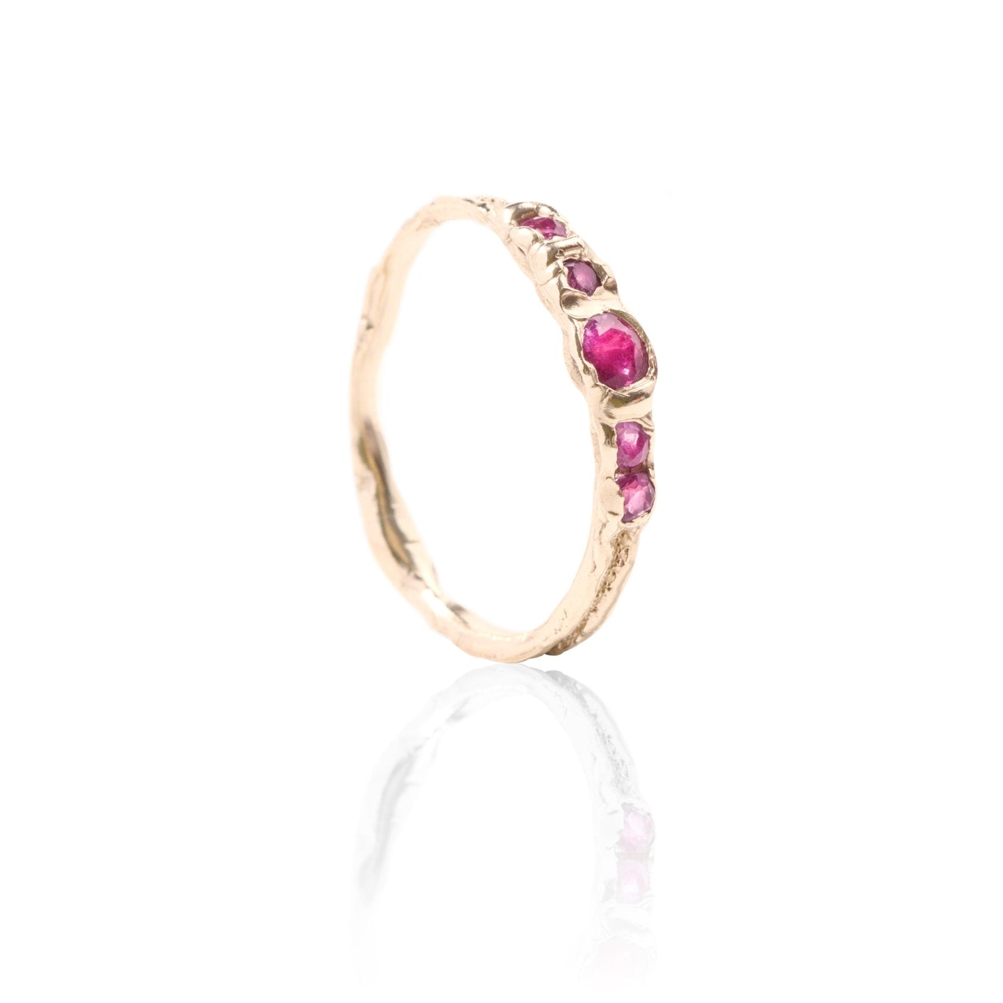 Gold ring set with pink sapphires, one of a kind - LaParra Jewels-BESPOKE HAND MADE JEWLERY LONDON