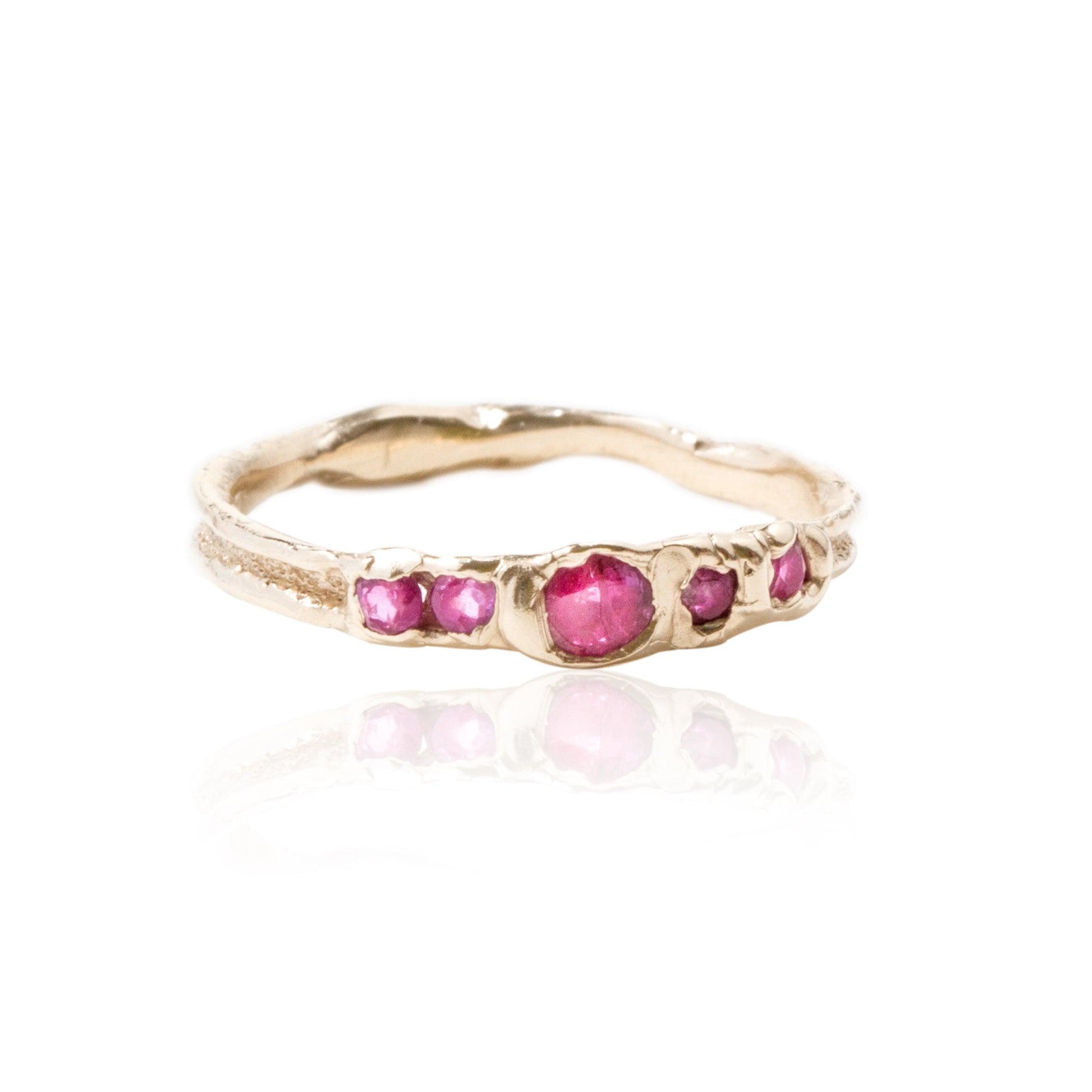 Gold ring set with pink sapphires, one of a kind - LaParra Jewels-BESPOKE HAND MADE JEWLERY LONDON
