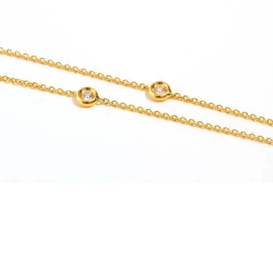 Maura - Long Yellow 18 Carat Gold Necklace, set with 1 Carat White Diamonds - LaParra Jewels-bespoke and one of a kind fine jewellery-london