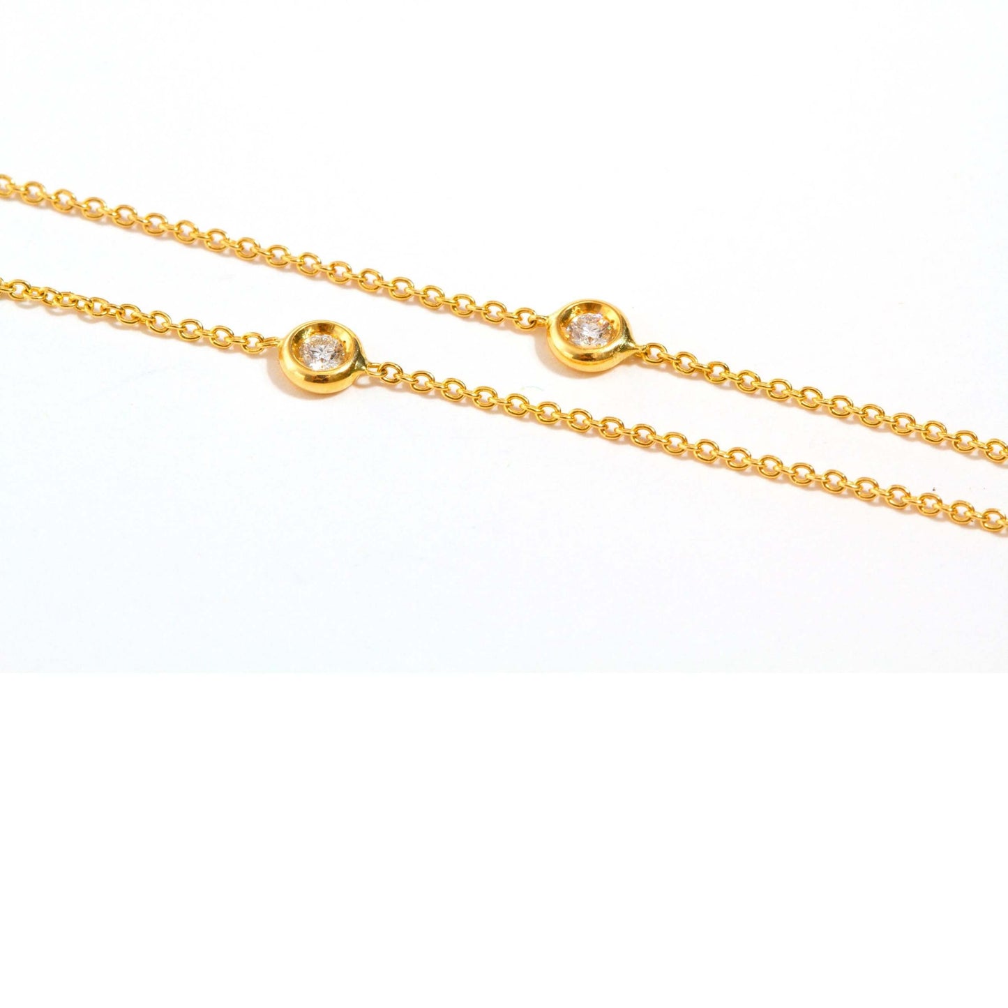 Yellow gold necklace set with white diamonds - LaParra Jewels-bespoke and one of a kind fine jewellery-london