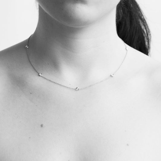 Mariana - 18 Carat White Gold Chain Necklace, set with White Diamonds - LaParra Jewels-bespoke and one of a kind fine jewellery-london