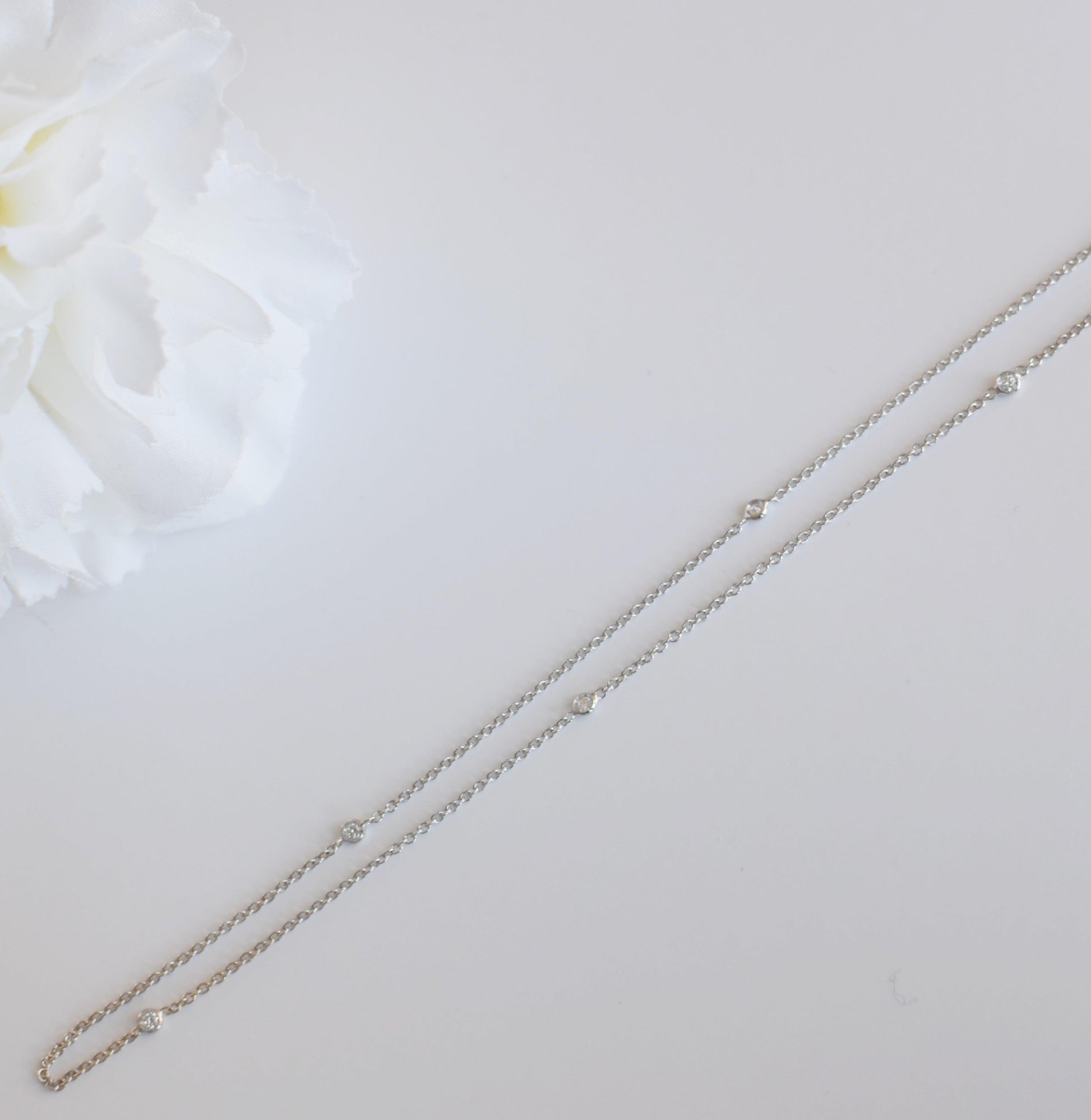 White gold necklace set with white diamonds - LaParra Jewels-BESPOKE HAND MADE JEWLERY LONDON