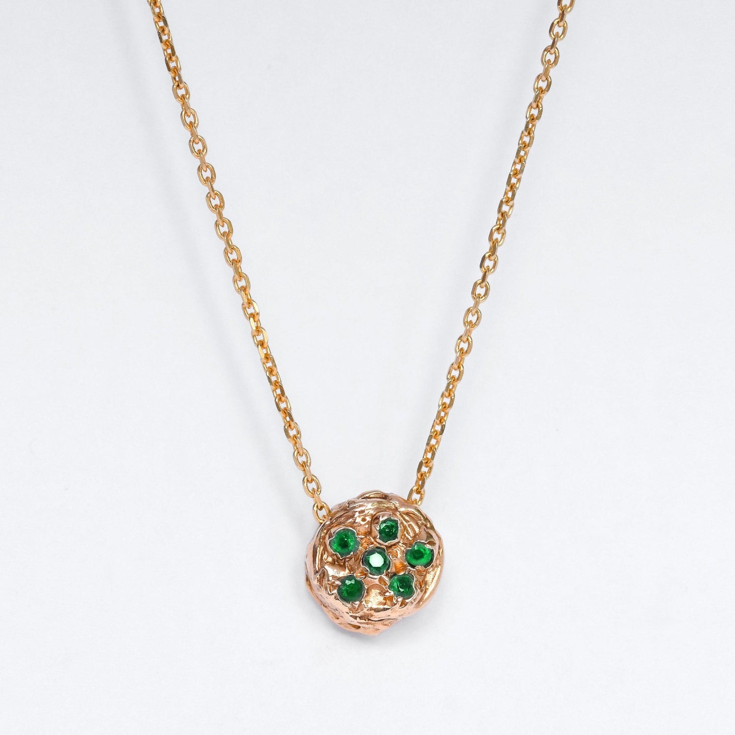 Gold Necklace set with emeralds - LaParra Jewels-BESPOKE HAND MADE JEWLERY LONDON