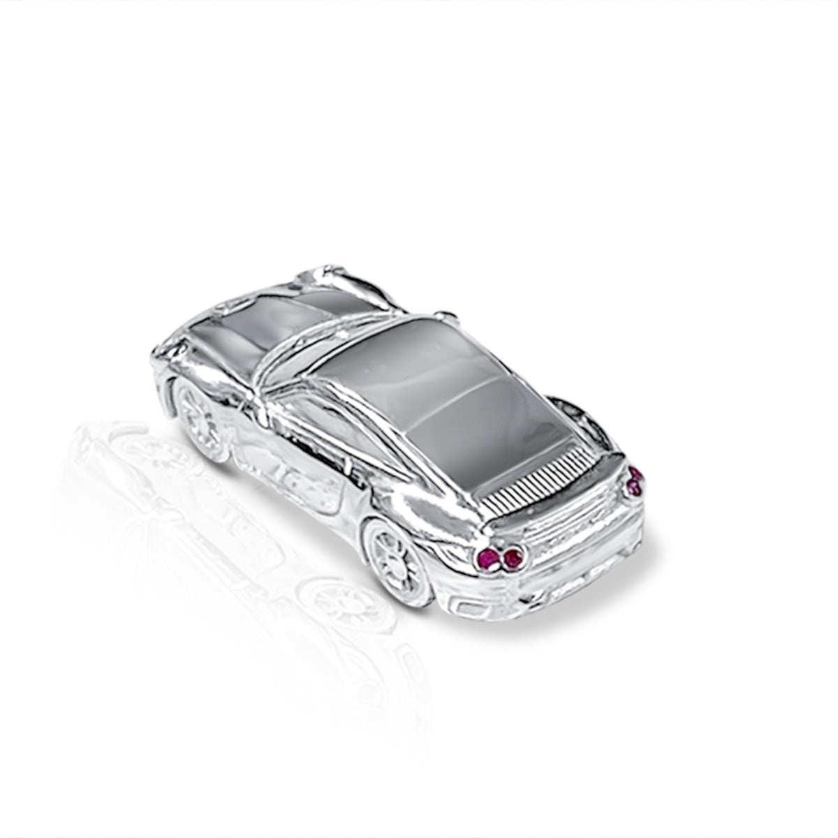 Porche 911 GT Turbo S, platinum set with White Diamonds as front lights and rubies at the back - LaParra Jewels-bespoke and one of a kind fine jewellery-london