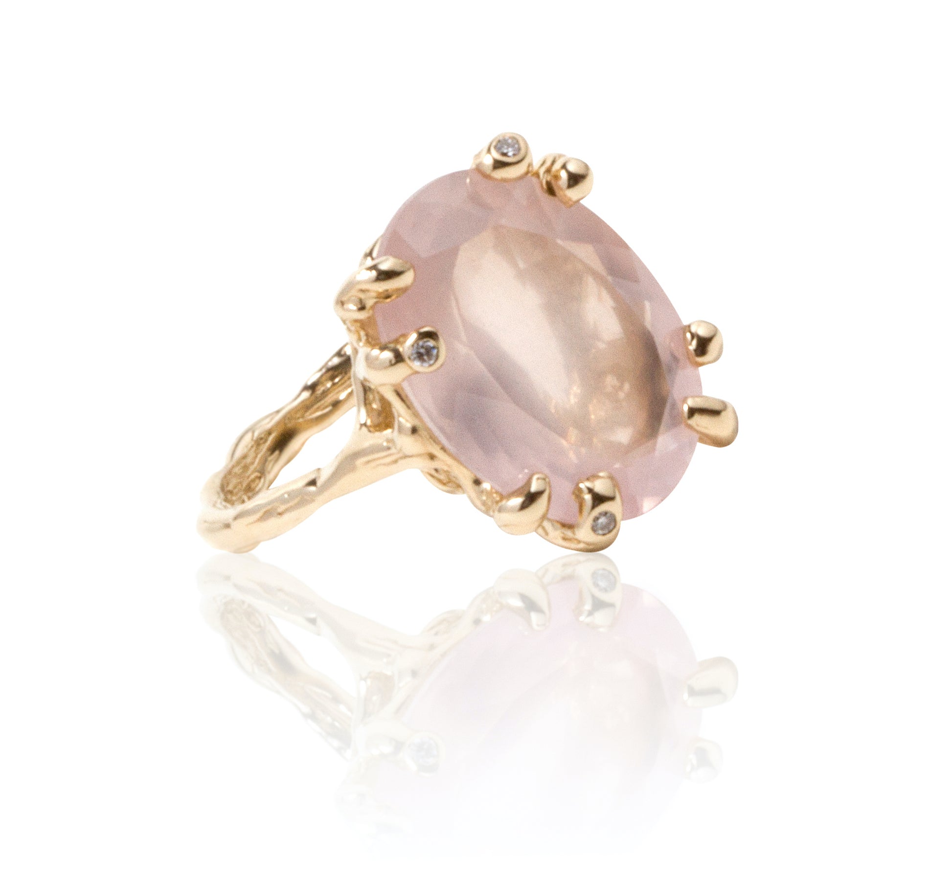 Rose Quartz and diamonds ring - LaParra Jewels-bespoke and one of a kind fine jewellery-london